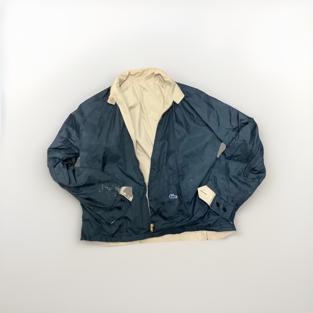 Sri Lanka Lacoste Men's  Full Zip Reversable Jacket Size L Navy/Tan Windbreaker